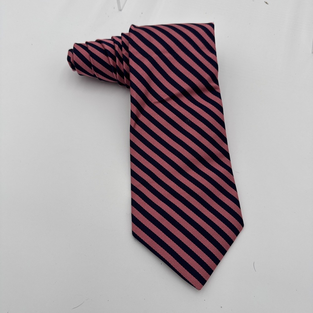 Brooks Brothers Pink And Navy Striped Tie Men's Necktie 60" 100% Silk
